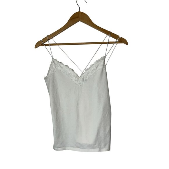 Express White Lace-Trimmed Camisole Y2/k Style Spaghetti Cottagecore Top M Medi - Picture 2 of 9